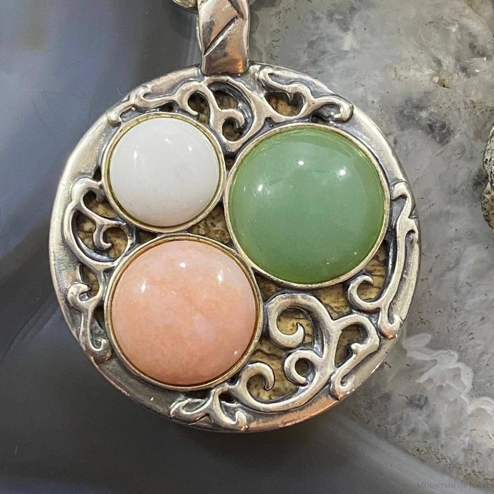Carolyn Pollack Southwestern Style Sterling Double Sided Round Agate Pendant - Picture 6 of 10